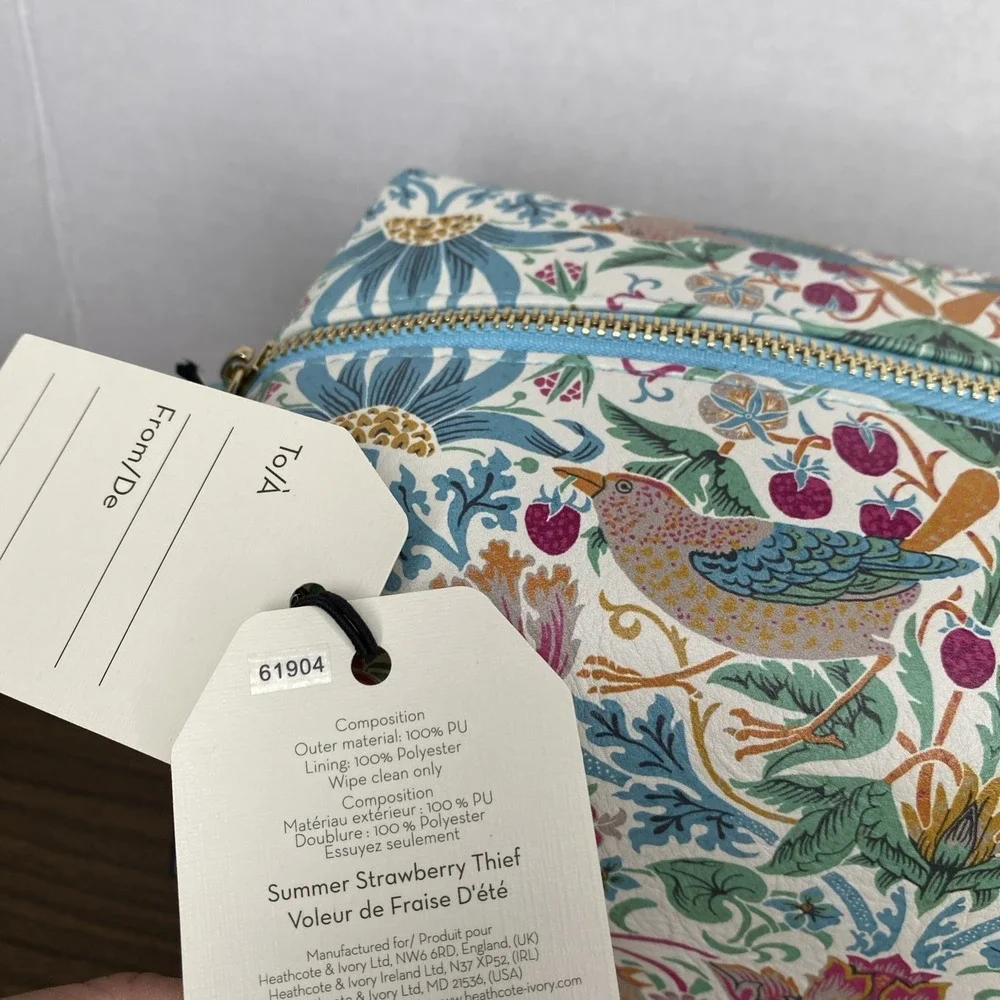 William Morris At Home Summer Strawberry Thief Toiletry Large Wash Bag 6x9